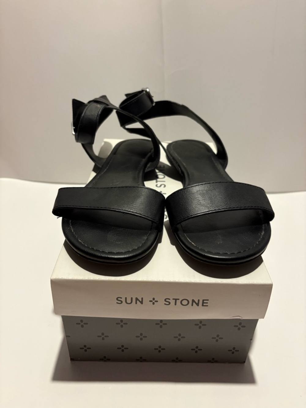 Sun + Stone Black Buckle Strap Sandals